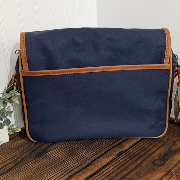 NWT Jon Hart Leather and Navy Canvas Men's Messenger Bag - Picture 3 of 6